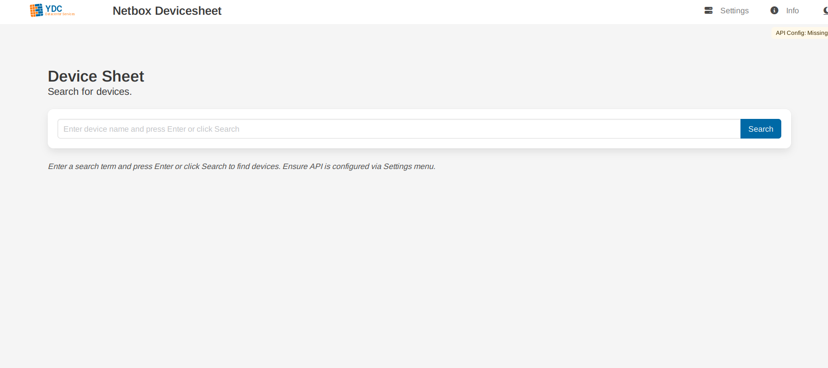 Screenshot: The standalone devicesheet navbar with the "Settings" button highlighted.