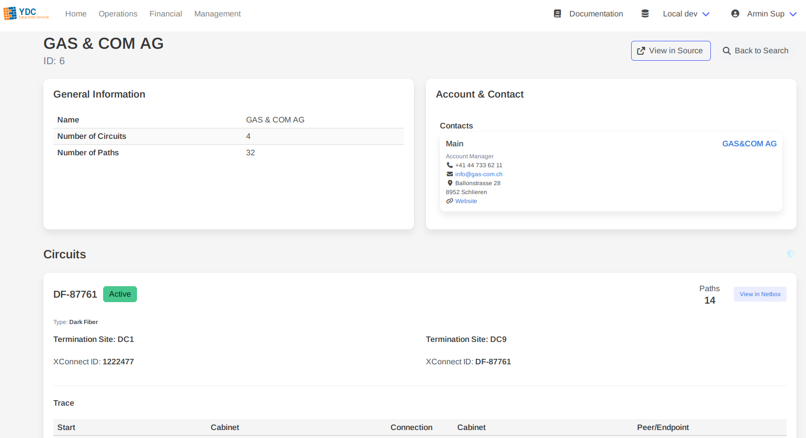 Screenshot: The top section of a Provider Sheet, showing the General Information and Account & Contact boxes.